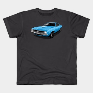 1970 Plymouth Barracuda in Blue Fire Kids T-Shirt